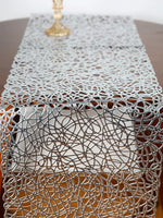 nappe decorative moderne or blanc argent motifs circulaires translucide mariage eventDecorationintérieur