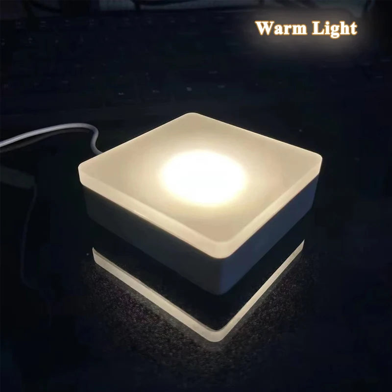 base lampe led bois naturel acrylique translucide câble usb warm white moderne minimaliste