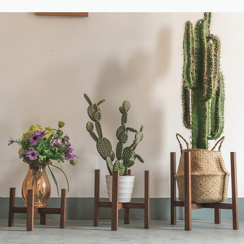 support plante bois marron clair texture naturelle minimalisteintérieur pot fleur réutilisable