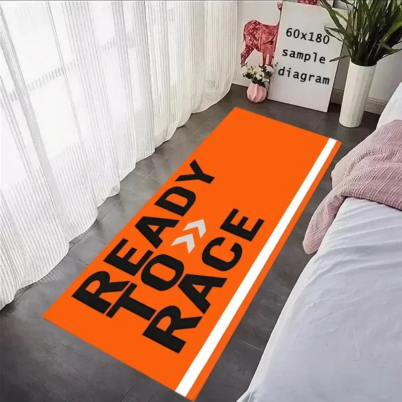 tapis moderne antidérapant noir orange rouge ready to race blanc sportifs polyester résistant corrosion