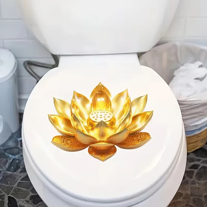 sticker mural or fleur lotus artisanal adhésif salle bain décoration zenintérieur floral