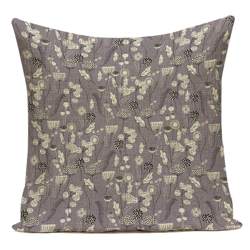 coussin décoratif carré motif fleurs feuilles tropicales moderne salon canapé lit maison textile coton