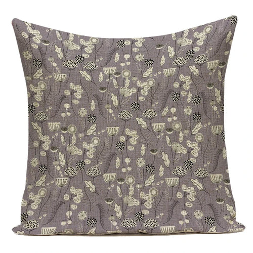 coussin décoratif carré motif fleurs feuilles tropicales moderne salon canapé lit maison textile coton