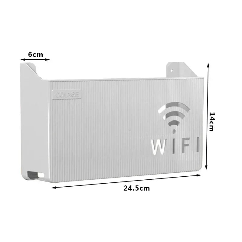 support mural routeur wifi gris rose bleu rayures horizontales moderne salon