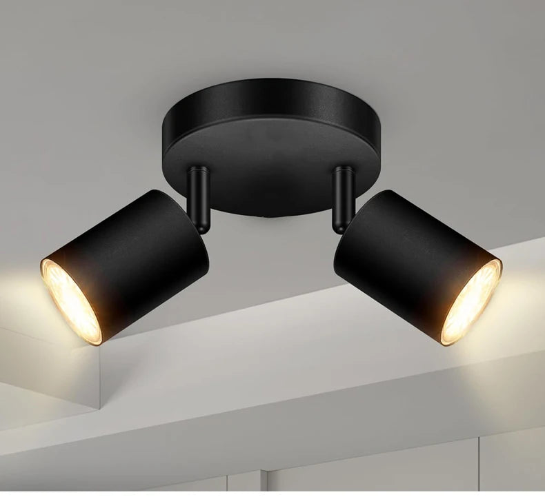 Spot moderne LED noir blanc rond lisse vis fixation ampoules économie énergie chambre salon
