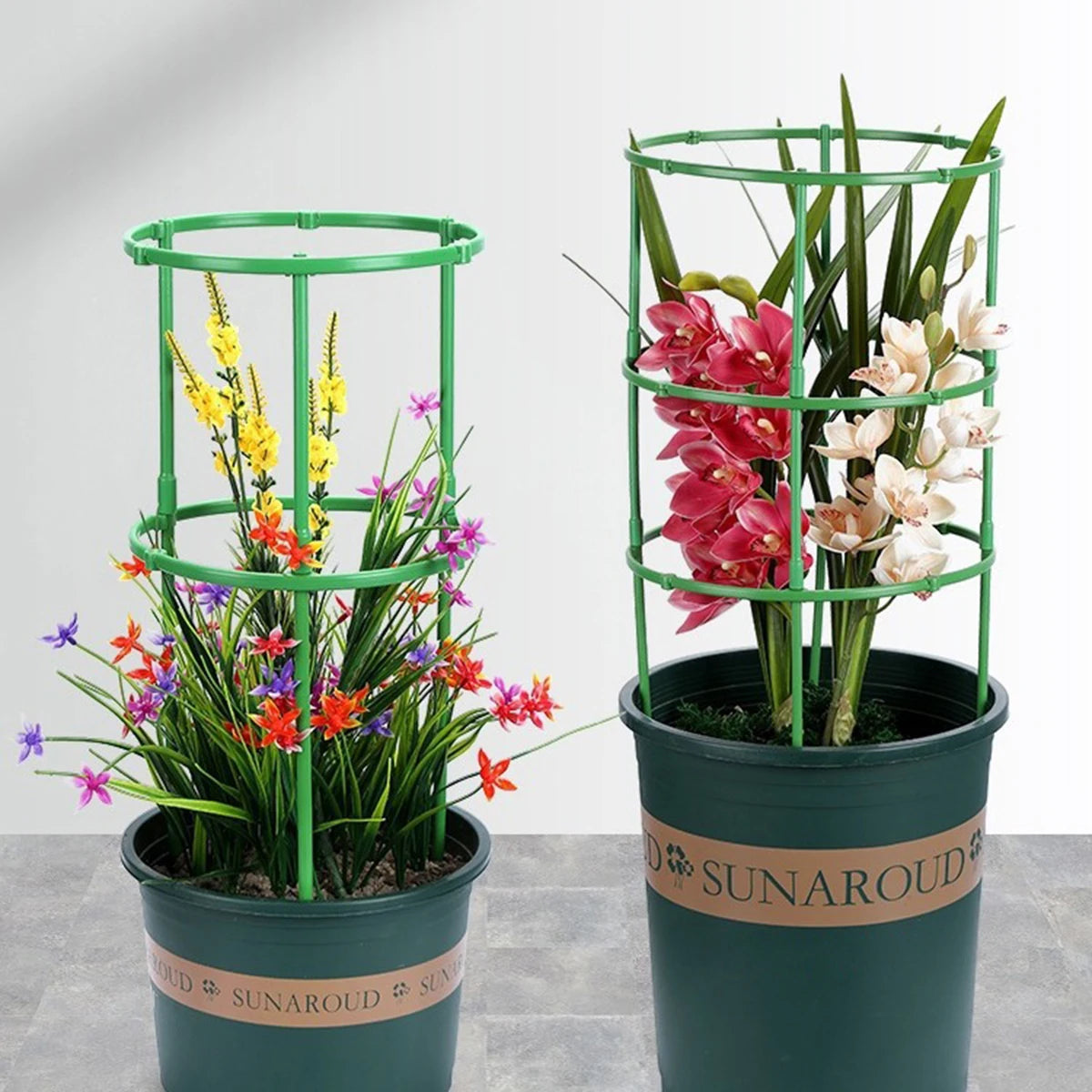 supports plantes pots fleurs treillis anneaux circulaires jardin decoration verticale horizontal roses orchidées SUNAROUD