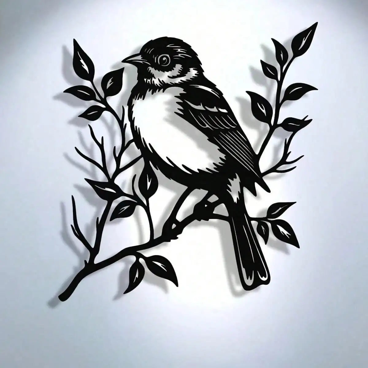 décoration murale oiseau métal noir blanc silhouette artiste