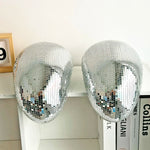 décoration intérieure boule miroir argentée moderne effet mosaïque brillant disco ball