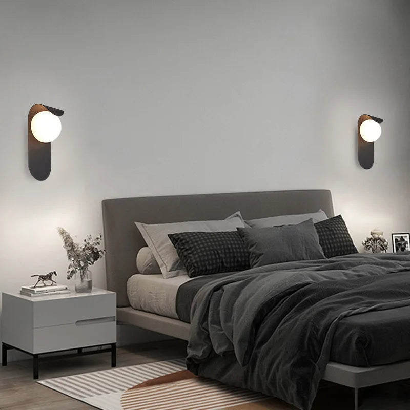 lampe murale led moderne noir blanche rond lisse minimaliste fixée mur