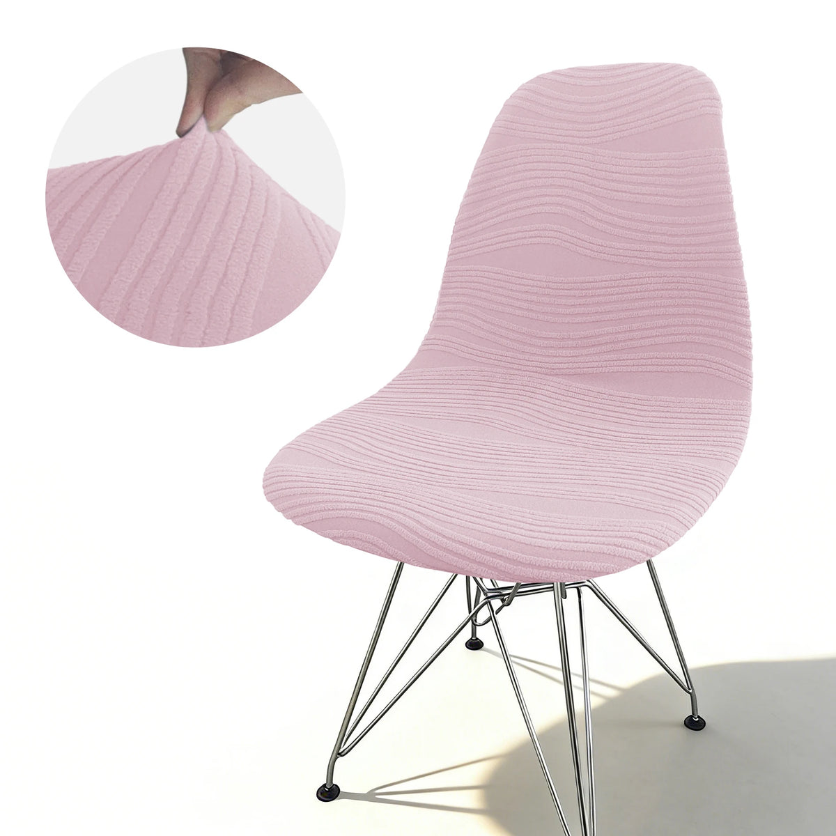 Housse chaise moderne rose clair rayures horizontales élasthanne polyester adjustable banquets mariage