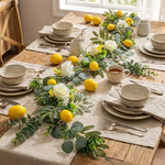 guirlande fleurs artificielles feuilles vertes citrons jaunes fleurs blanches naturel rustique decoration intérieure fête