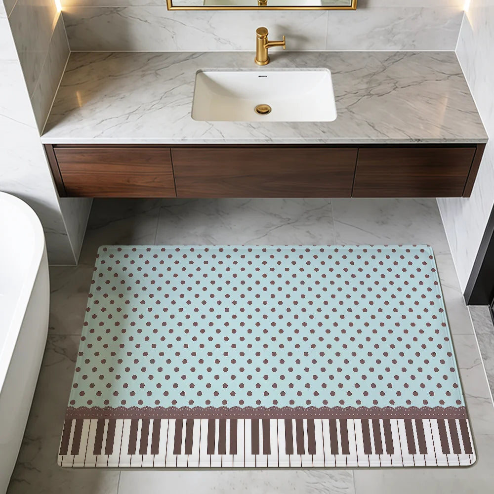 tapis moderne piano key polka dot bleu clair marron antidérapant intérieur extérieur chambre salon