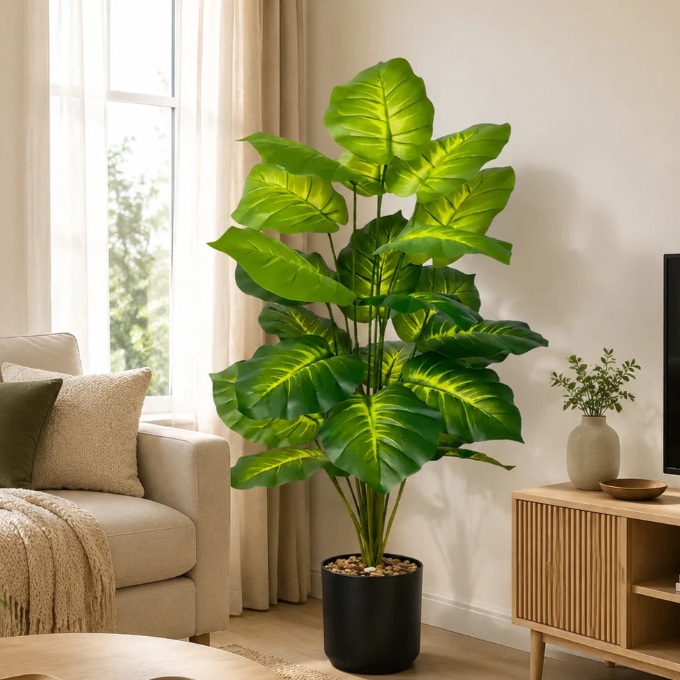 plante artificielle pothos 85cm pot noir décoration intérieure moderne tropical 24 feuilles graviers