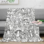 couverture moderne champignons blanc noir polaire polyvalente portable hospitalière voyage
