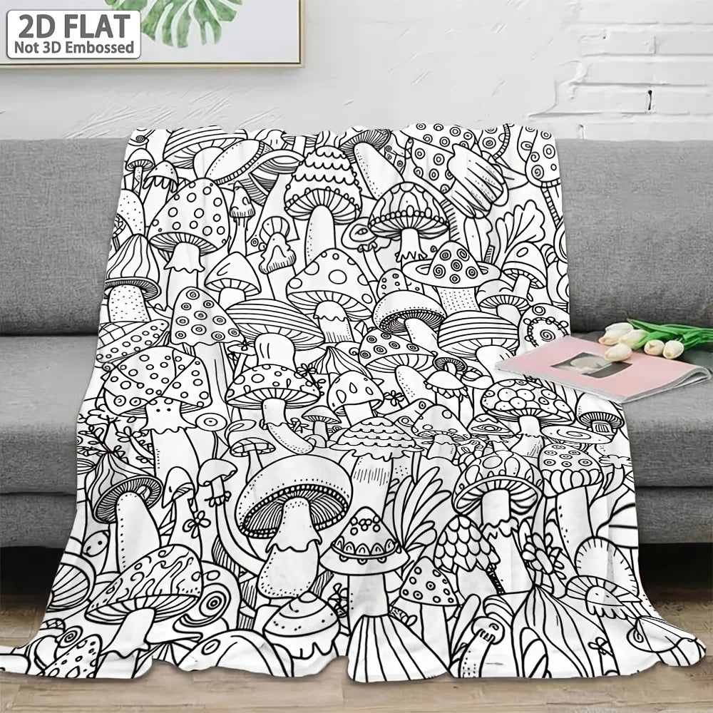 couverture moderne champignons blanc noir polaire polyvalente portable hospitalière voyage