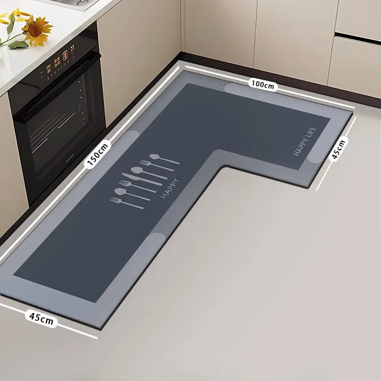 tapis sol moderne gris marbré adhésif salon super absorbant long rectangle