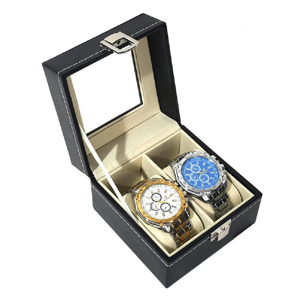boîte montres simili cuir noire cadenas classique rangement étanche femmes