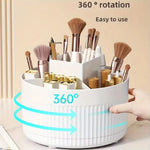 boîte rangement rotative moderne vert blanc rose texture riblée maquillage pinceaux cosmétiques stylos ciseaux