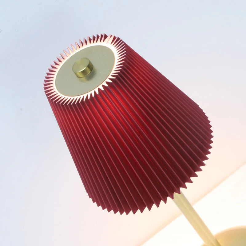 lampe table moderne plissée abat jour multicolore rechargeable tactile usb