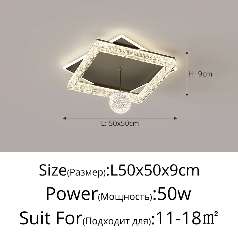 plafonnier led moderne noir doré blanc cristaux élégant boule lumineuse