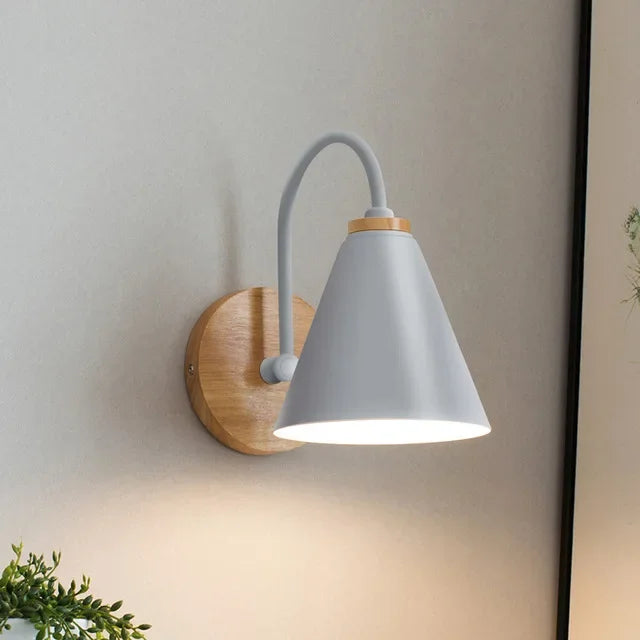 applique murale moderne conique bois blanc noir gris chambre cuisine étude salon minimaliste led