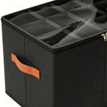 boîte rangement chaussures noire tissu non tissé moderne poignées orange 12 compartiments pliable
