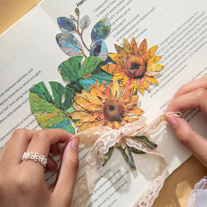 fleurs papier multicolores imprimées artisanales motifs floraux feuilles papillon 90x90mm 10pcs