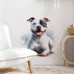 sticker adhésif mur illustration chien moderne noir blanc gris vert bleu pvc amovible réutilisable