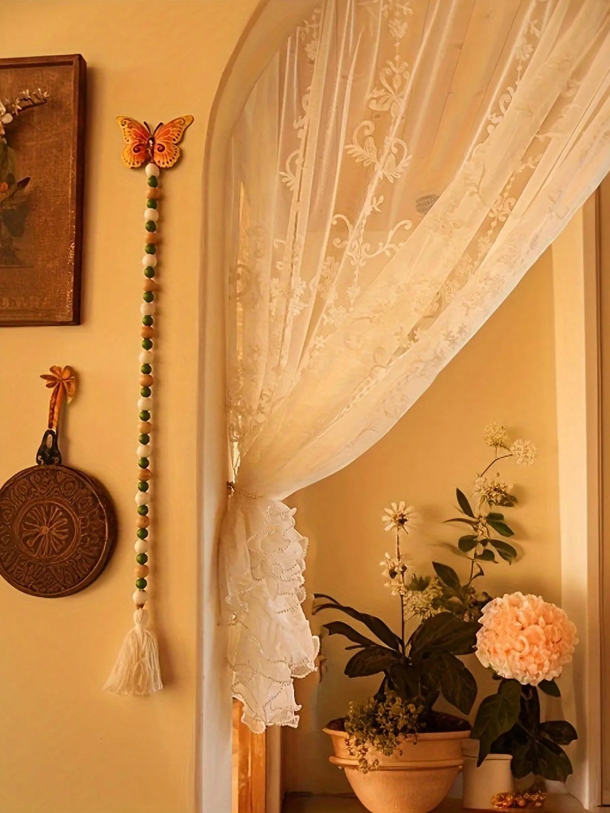 rideau blanc broderie florale translucide ruban décoratif classique tout saison maison decoration