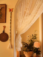 rideau blanc broderie florale translucide ruban décoratif classique tout saison maison decoration