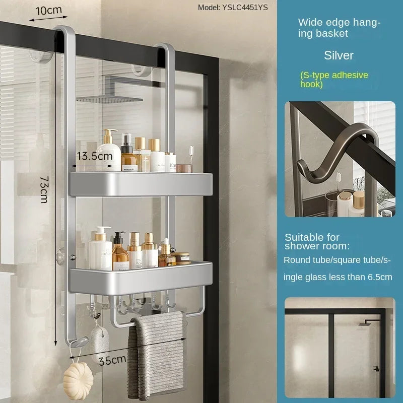 étagère douche adhésive aluminium moderne multifonctionnelle stable argente argentée lisse opaquet rechargeable