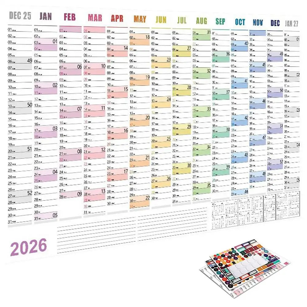 calendrier mural blanc moderne 2026 mensuel accueil organisation dates numéros jours