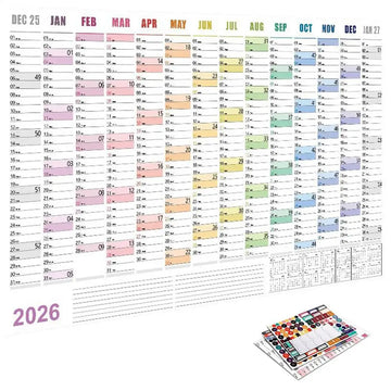 calendrier mural blanc moderne 2026 mensuel accueil organisation dates numéros jours