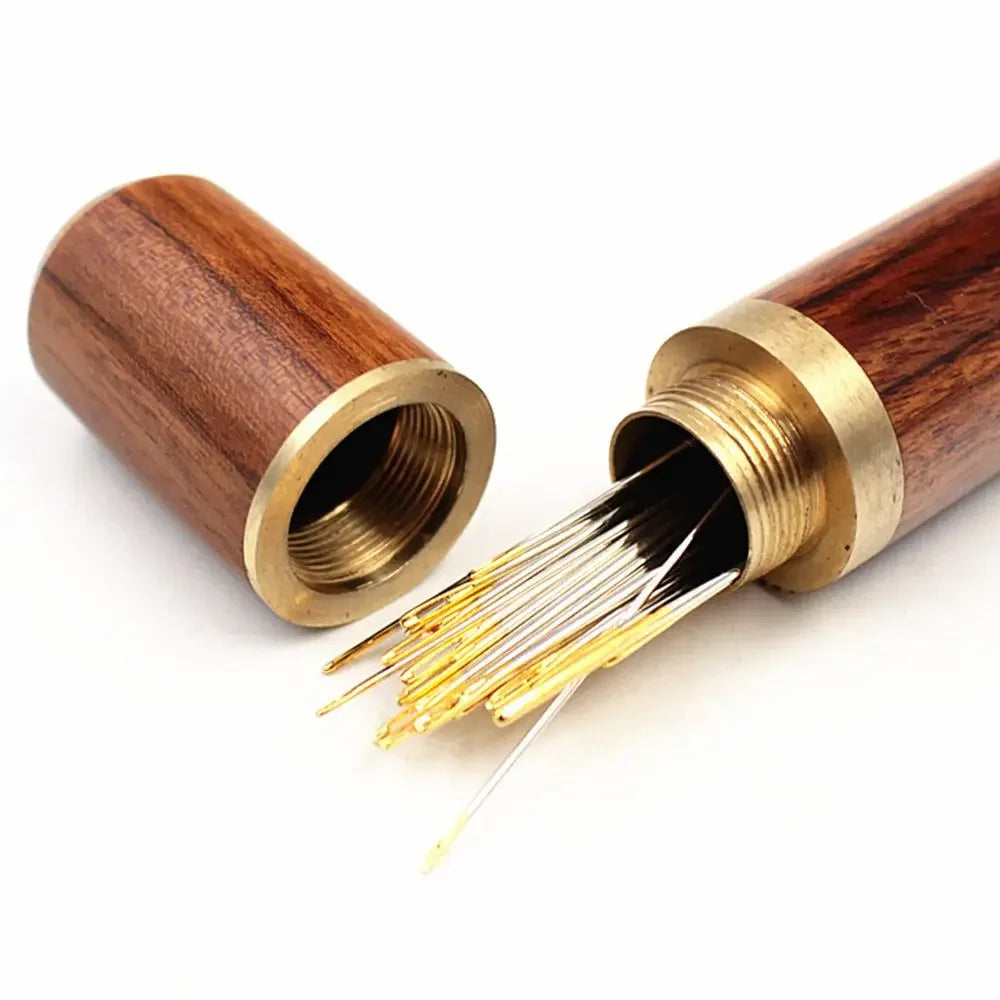 rangement aiguilles couture boîtes stockage artisanal rustique métal bois vissage aiguilles coudre broderie outils