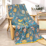 rideau moderne fleuri bleu marine bordure verte machine lavable