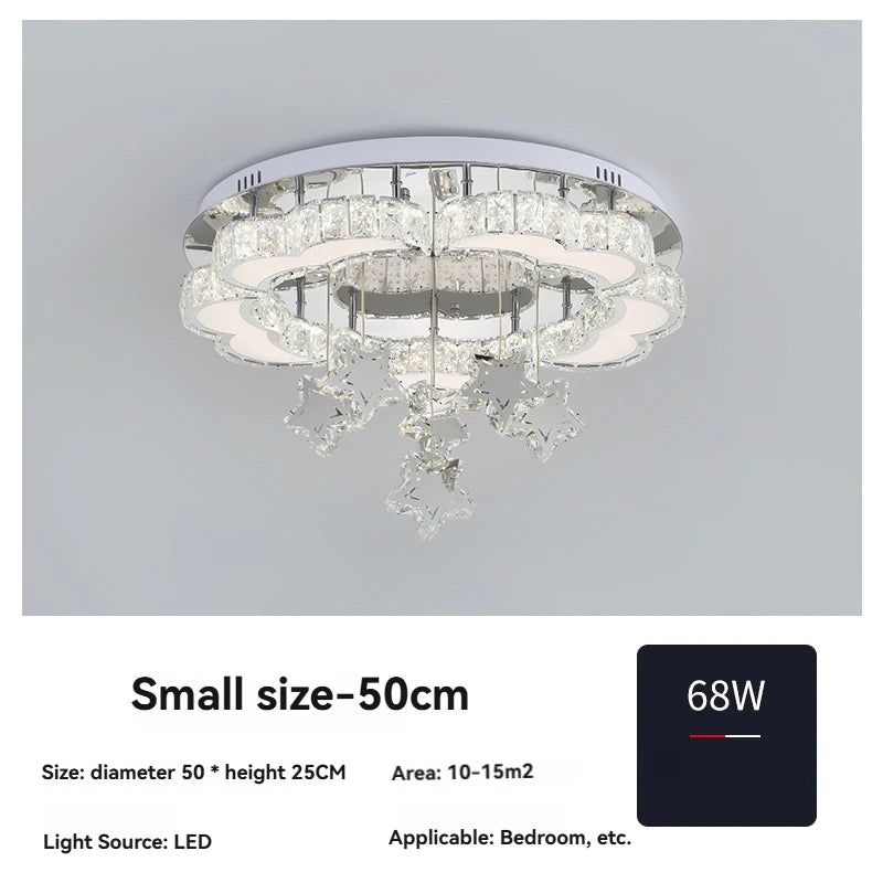 plafonnier moderne étoiles cristal blanc doré éclairage cuisine salle manger led changeable