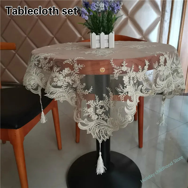 serviette table brodée florale imperméable blanc classique maison mariage fête round 43x100cm