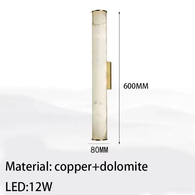 applique murale moderne marbre naturel cuivre lampe led salon chambre coucher décoration luxe