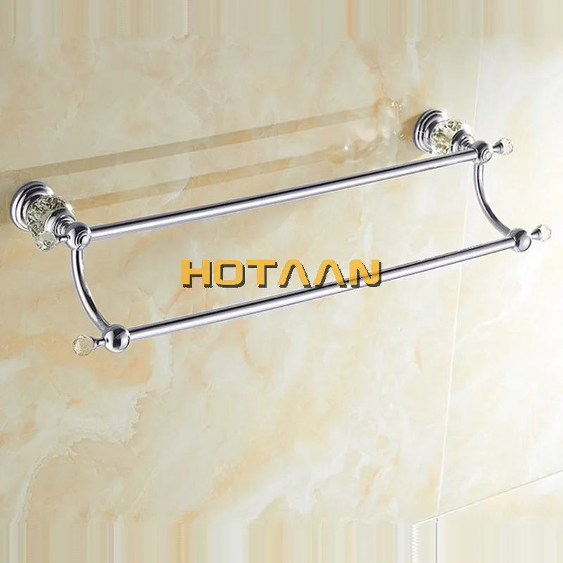 porte serviettes mural chrome classique détails cristal serviettes blanches murale 55 cm