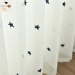 rideau moderne blanc étoiles noires motif tissu léger salon chambre fenêtre maison
