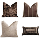 housse coussin carré géométrique beige marron texture veloutée contemporaine décoration maison