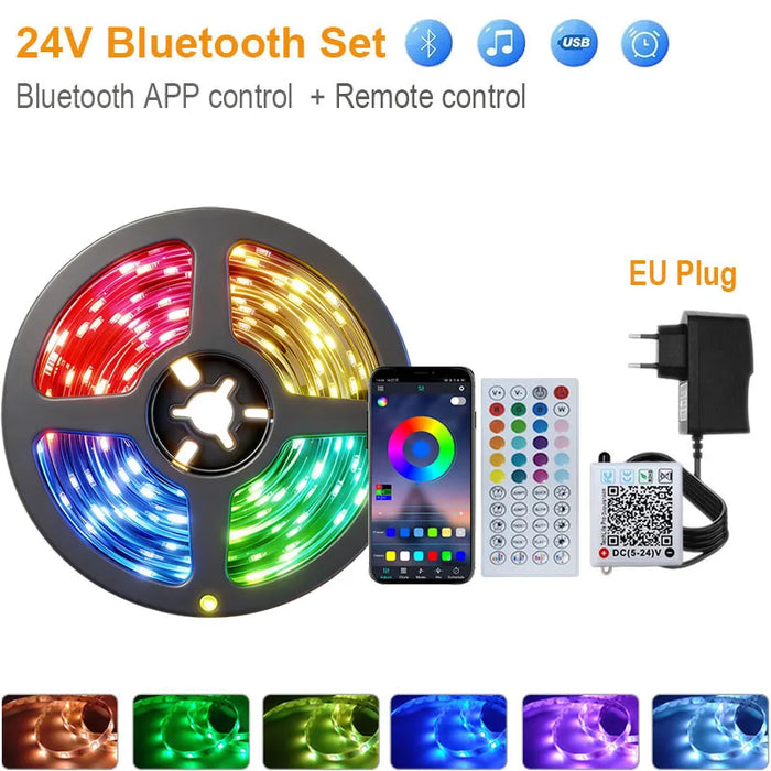 ruban led rgb multicolore moderne éclairage chambre salon télécommande application