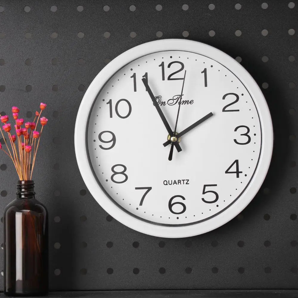 horloge murale moderne quartz aiguille noir cadre blanc étude chambre cuisine