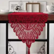 nappe dentelle motif floral transparent vintage rustique table noël