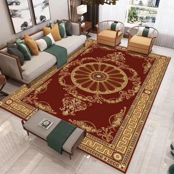 tapis rouge foncé motif floral classique doux salon chambre décoratif maison grand