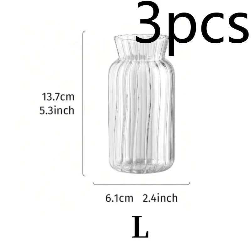 vases transparents modernes rayures verticales poignée métallique décoration intérieure table centrale pièces