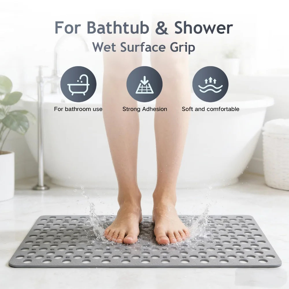 tapis bain moderne gris perforé adhésif respectueux environnement salle bain