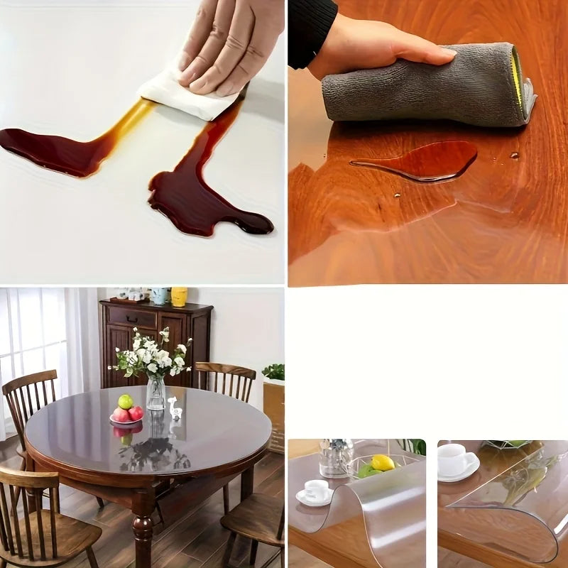 protection table transparente imperméable PVC moderne frosted 100cm réutilisable sans fixation minimaliste