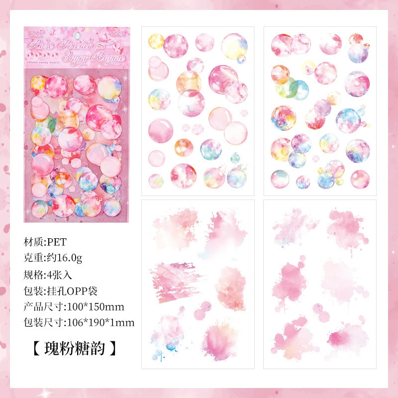 sticker bulle marbré moderne vert bleu rose orange jaune blanc décoratif adhésif transparent portables