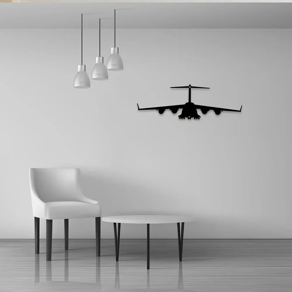 décoration murale avion métal noir silhouette minimalisteintérieur cuisine fixationsans éléments 30cm 10cm